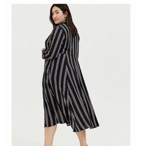 Black Multi Stripe Challis Duster Shirt Kimono